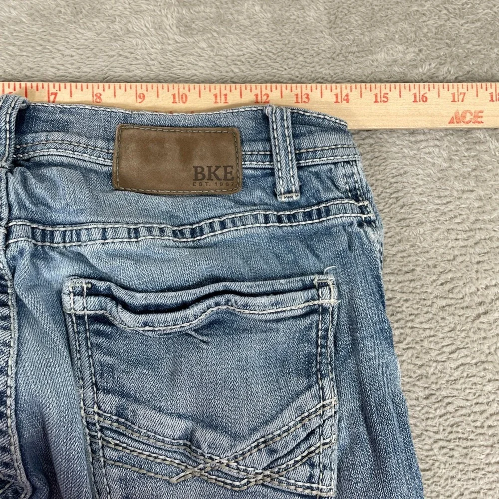 BKE Alec Jeans Mens 29x30 Blue‎ Straight Leg Contrast Stitch Stretch ABP5099